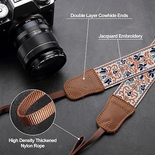Miniatura 97 de Padwa Lifestyle Correa de cámara a rayas, de 1.5 pulgadas, suave tejido de cuerda de algodón, correa de hombro para fotógrafos y todas las cámaras