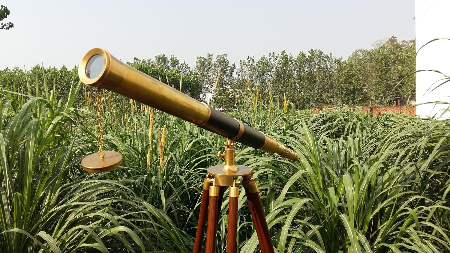 Nauticalmart Floor Standing Brass- Leather Admiral Telescope 60"- Nautical Decor- Nautical Home