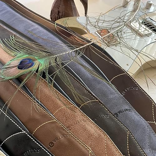 Miniatura 9 de Walker & Williams C-22-SB Correa de guitarra hecha a mano Super Soft Tan Signature Napa de cuero de 3 pulgadas de ancho para guitarras acústicas,