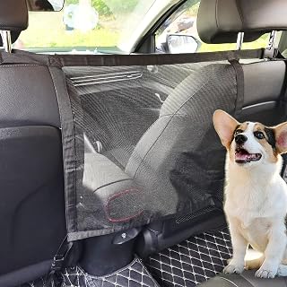 RUIANTE Dog Car Net Barrier Pet Travel Barrier Car Divider Mesh Drive Safely Adjustment Length for Children and Pets Dogs Sturdy Mesh Car Ceiling Cargo Net Universal Fit Cars SUVs Truck Pickup Black