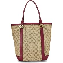 Pre-loved Red Original GG Canvas Interlocking Vertical Tote Small, Red