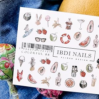 IBDI Summer Nail Decals / Sliders #Colorful 88 for Manicure or Pedicure, Decal for Nails, Slider for Manicures and Pedicures, Nail Art