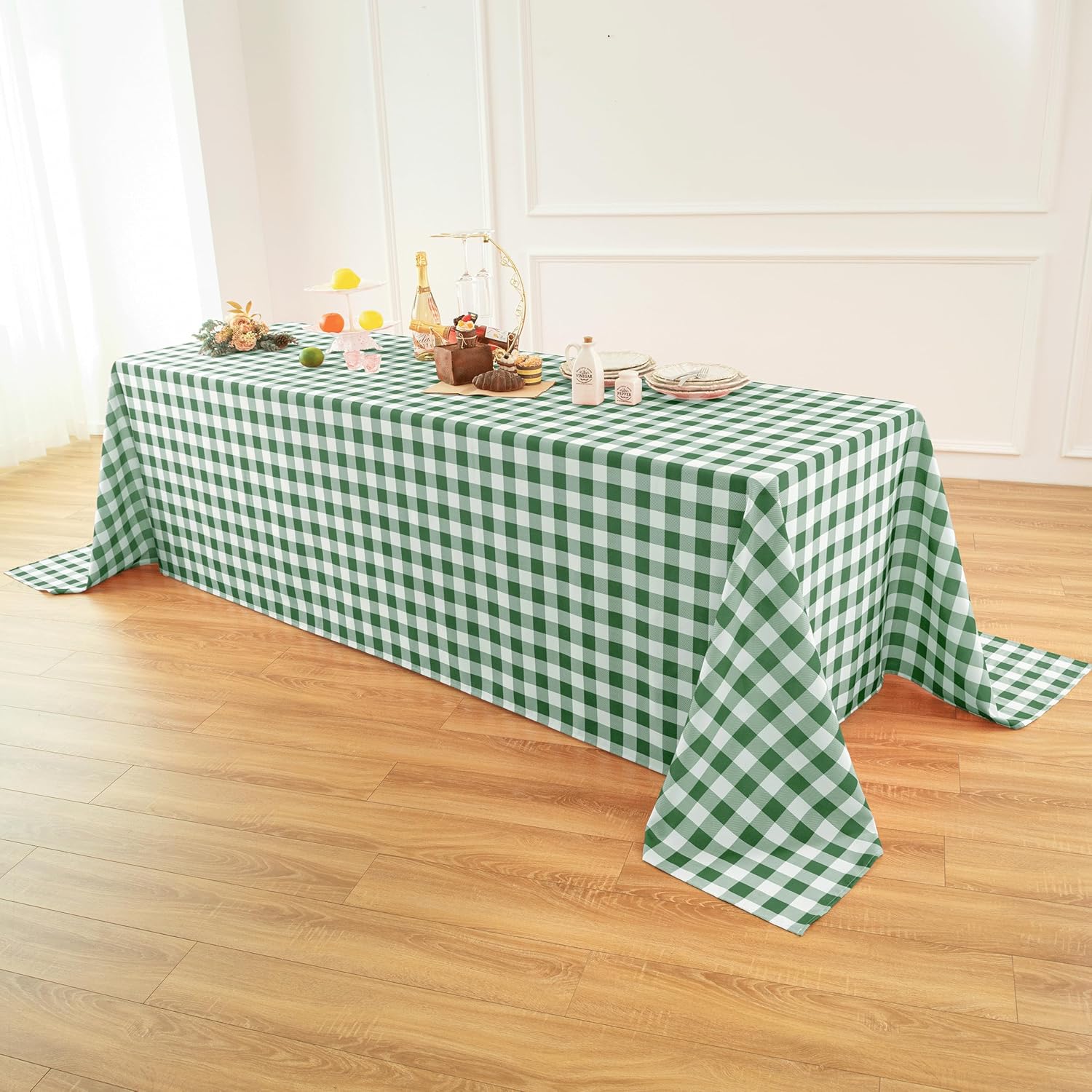 Classic Gingham Buffalo Tablecloth Fabric - Oblong 90x132 Inch Water Proof Checkered Table Cloth for Indoor Outdoor - Table Cover for Birthday, Picnics, BBQs, and Parties