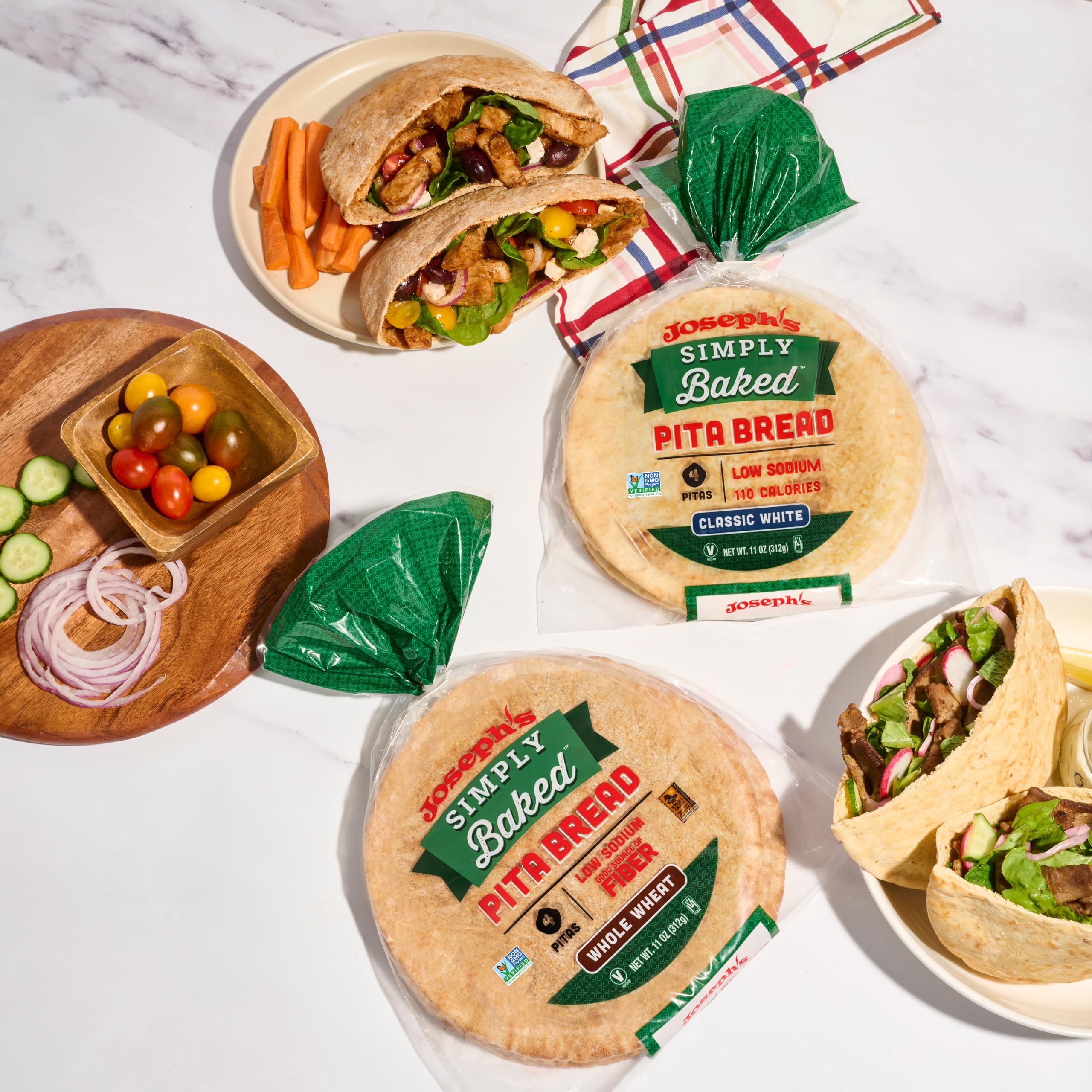 Joseph's Simply Baked Classic White Pita, 1-Pack | GMO Free, Vegan