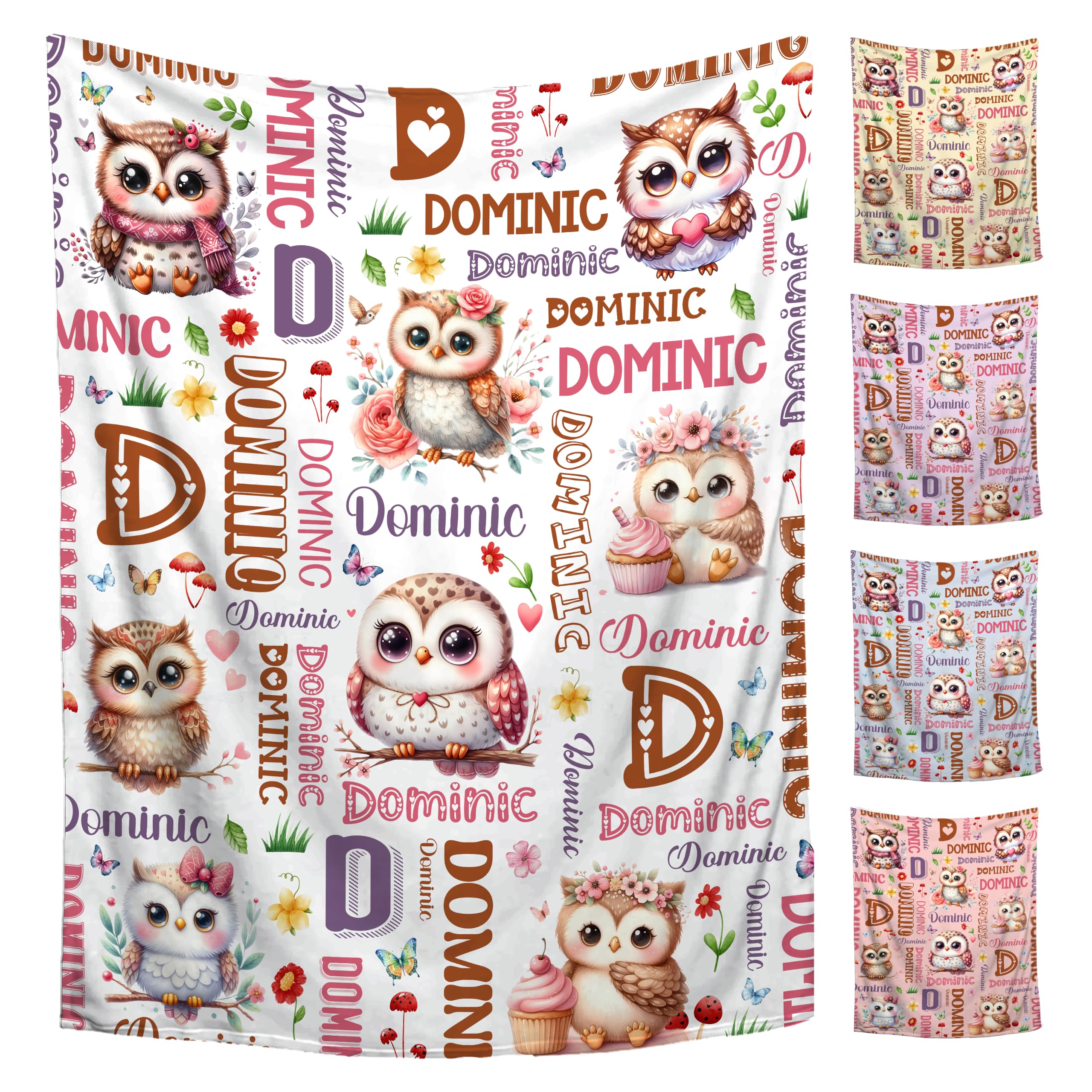 Custom Owl Blanket for Boys Girls,Ultra Soft Personalized Gifts Baby Blanket,Customized Throw for Toddlers Newborn Stroller Crib,60"x80"
