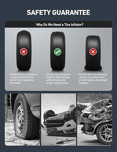 Miniatura 3 de AstroAI Medidor digital de presión de neumáticos con inflador, portabrocas de aire de 250 PSI y accesorios de compresor de alta resistencia con