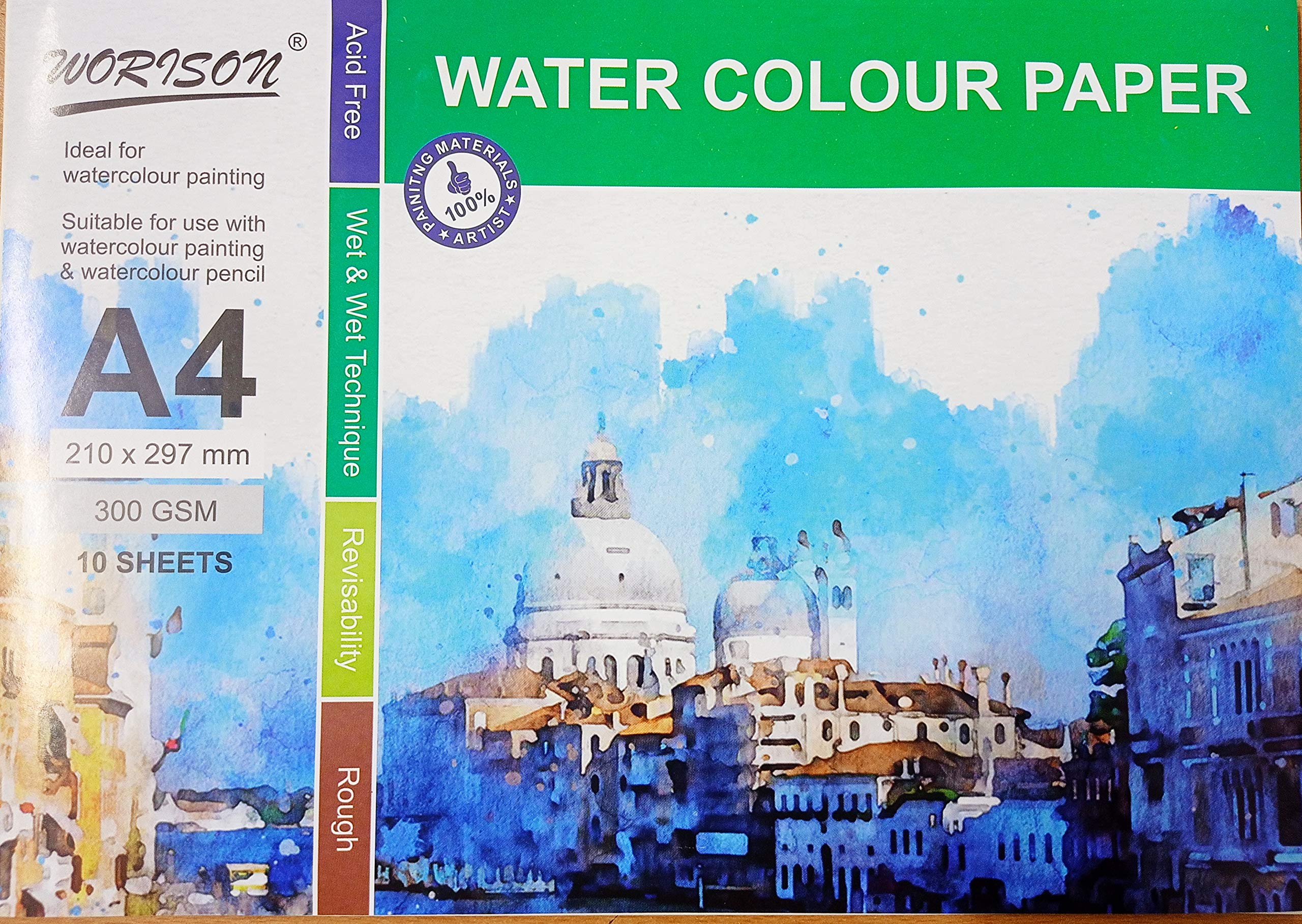 Worison Watercolour Paper 300 Gsm Cold Pressed, A4 Size, 10 Sheets (B0863XL3JK) Amazon Price History, Amazon Price Tracker