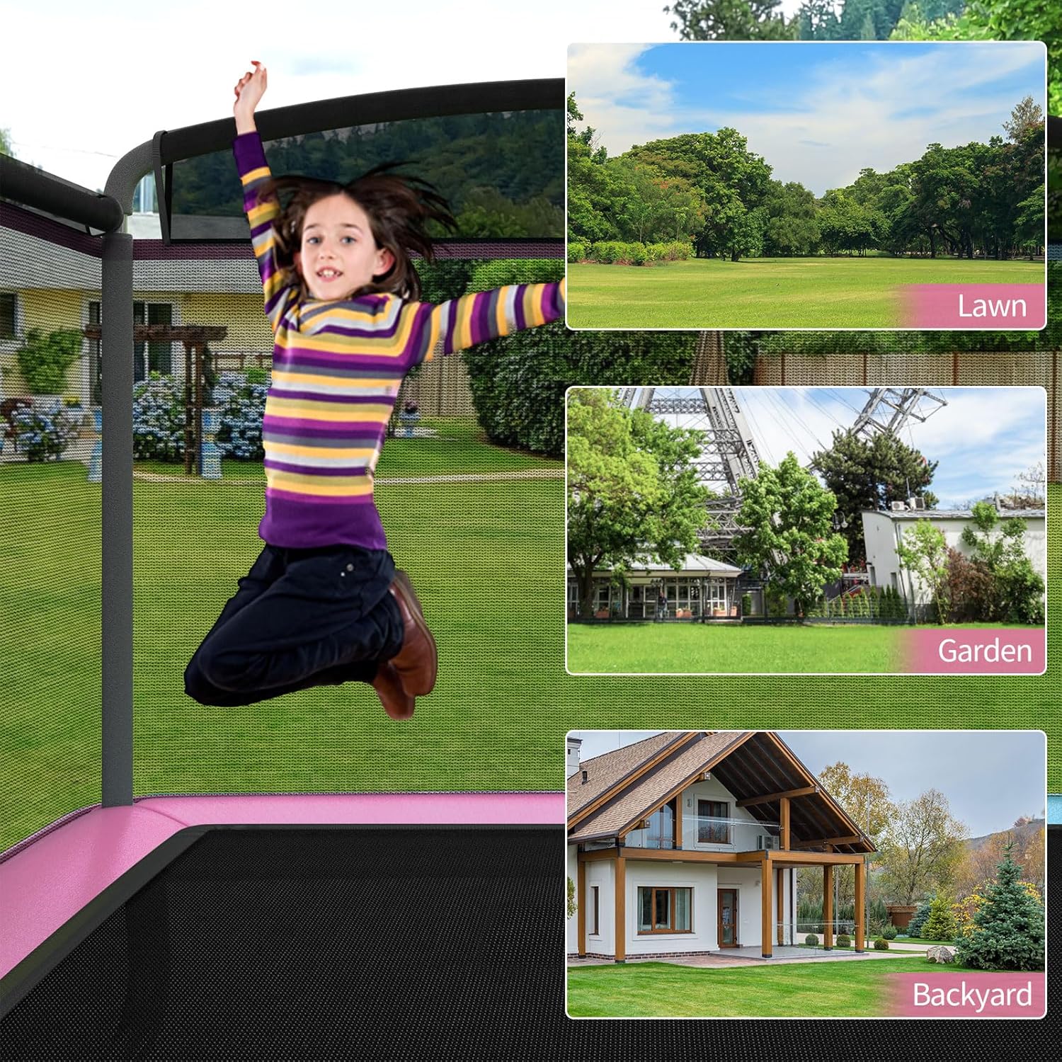 Giantex 6 FT Trampoline for Kids with Swing, Toddler Trampolines with Safety Enclosure Net, ASTM Approved, Rectangle Indoor & Outdoor Mini Kids Trampoline