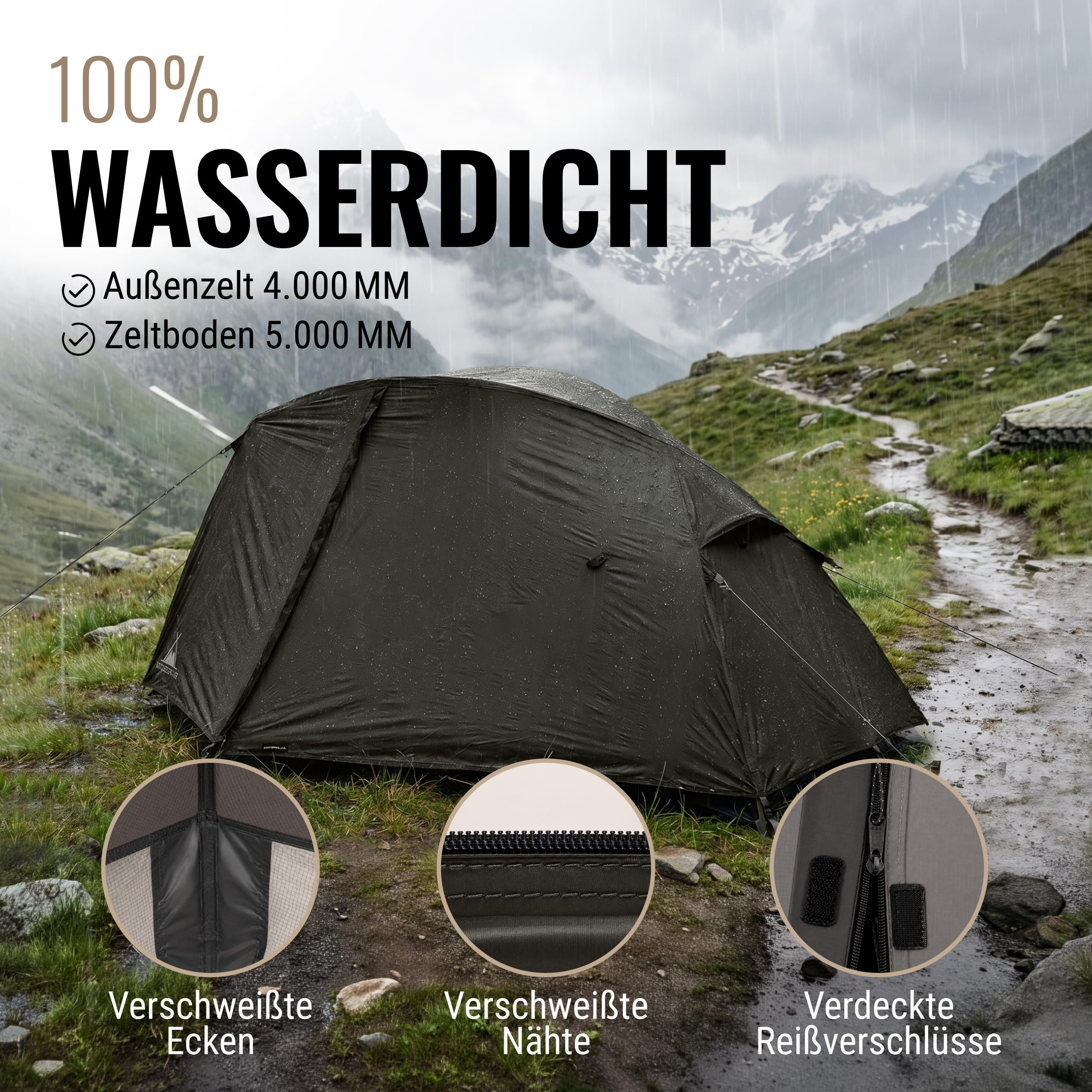 WANDERFALKE® Trail namiot dla 1-2 osób, ultralekki, mały rozmiar po złożeniu, wodoszczelny 4000 mm, lekki namiot dla 1-2 osób, namiot trekkingowy, ultralekki, lekki namiot outdoorowy na kemping
