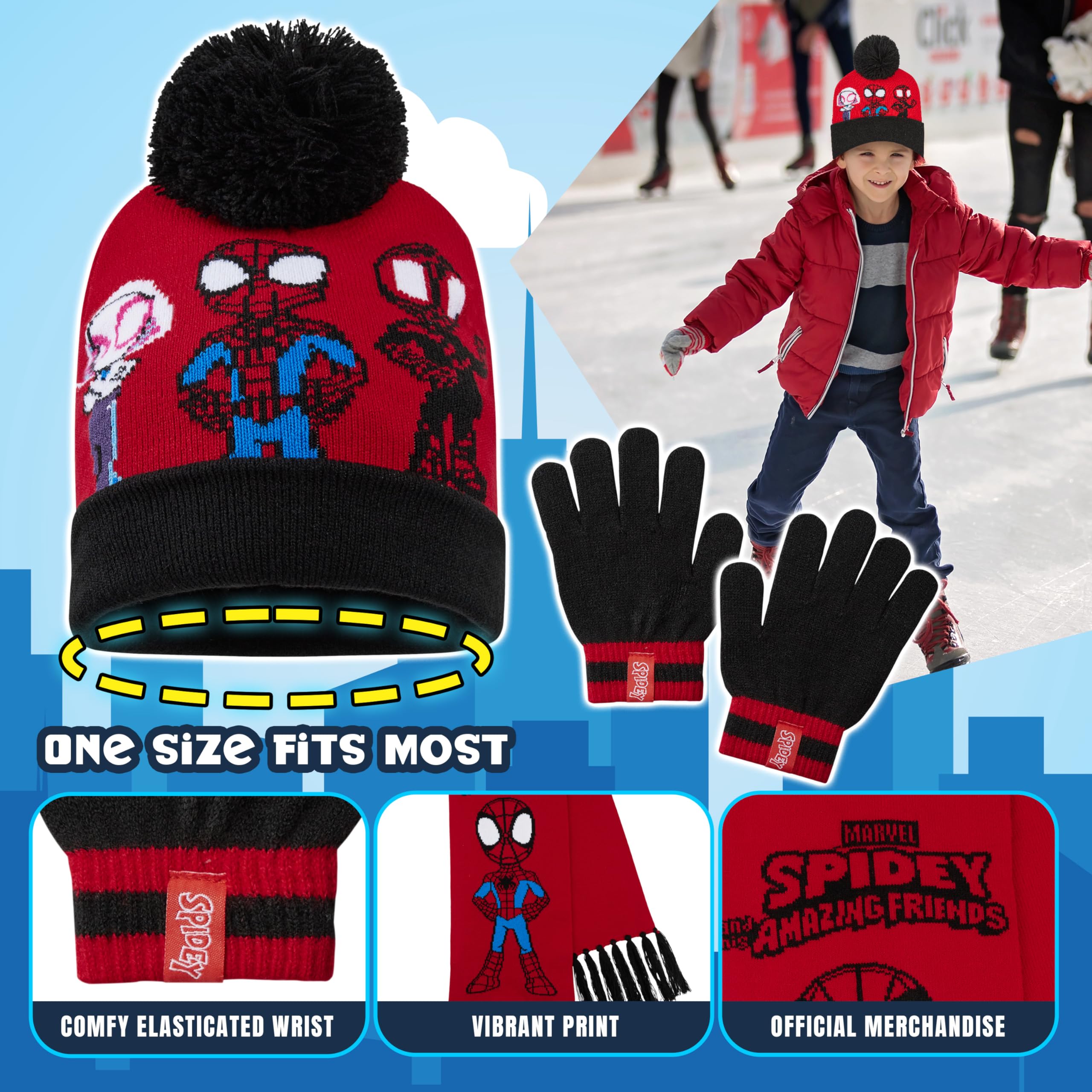 Marvel Accessori Invernali Set Bambino per Viaggi e Scolastici - Regalo Ragazzo