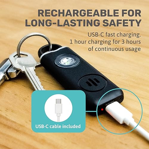 Miniatura 7 de Elos Llavero de alarma personal para mujeres y personas mayores, luz LED, sirena de 130 db, alarma de seguridad de mano, protección de alarma de