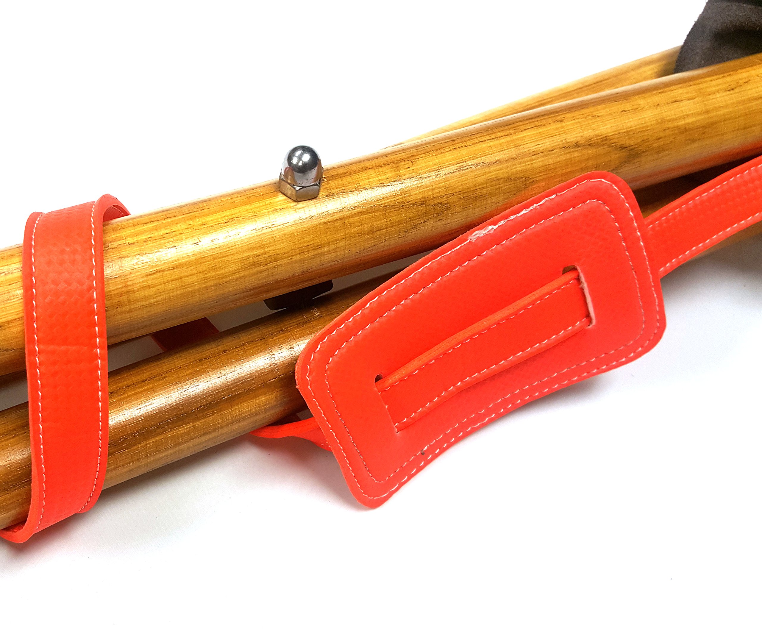 Sedia Treppiede Da Caccia - Leggera In Legno Con Seduta In Pelle, Nero/Fluo - Foto 8