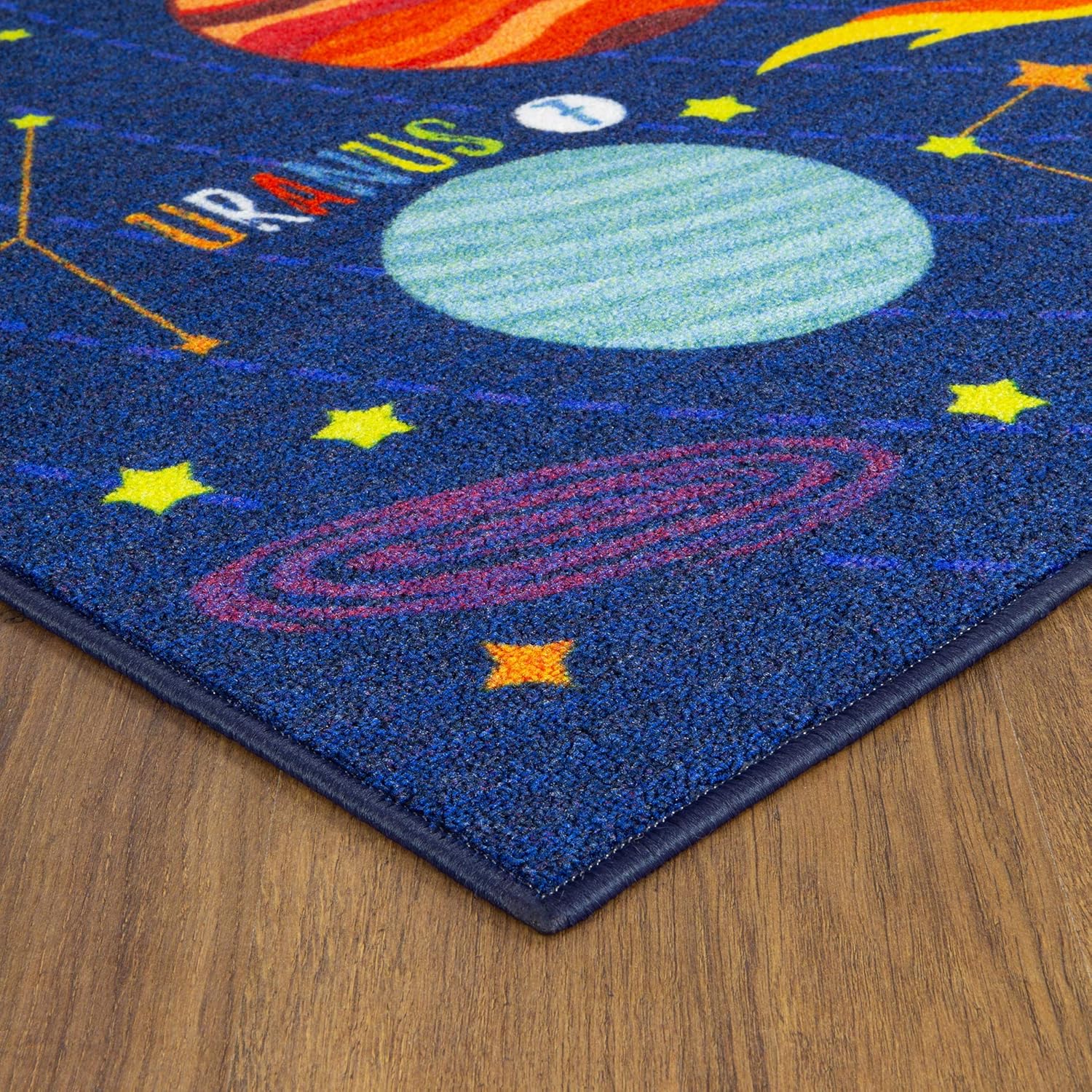 KC Cubs 3x5 Outer Space Solar System Toy Car Road Rug – Educational Play Mat Carpet for Kids, Toddlers, Nursery, Classroom, Playroom, Baby Daycare