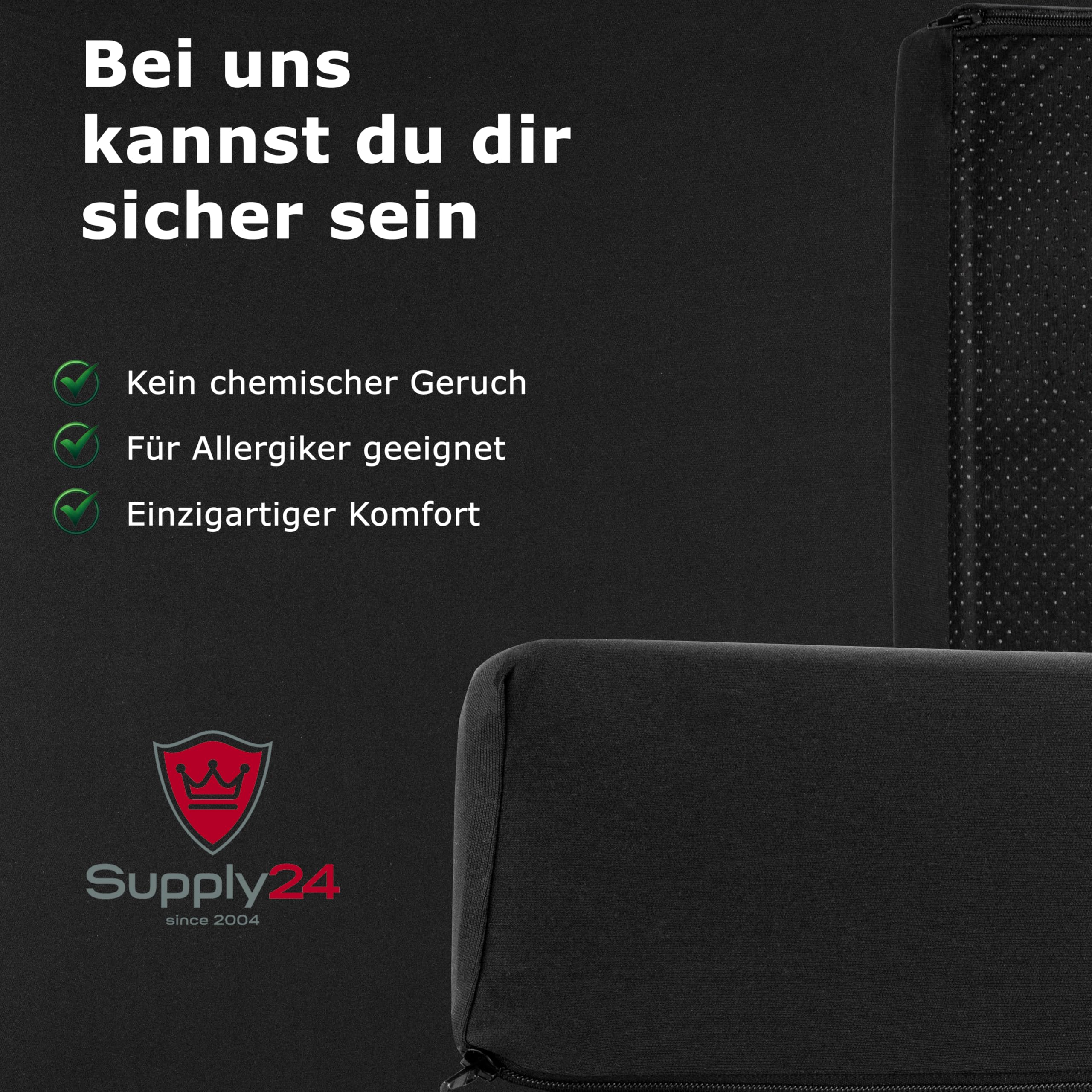 Orthopädisches Anti Dekubitus Gelschaum Sitzkissen 40x40x5 cm – Made in Germany | Ergonomisch & extra kompakt Sitzpolster (RG 60 (weich) Mit Polyester Bezug schwarz)