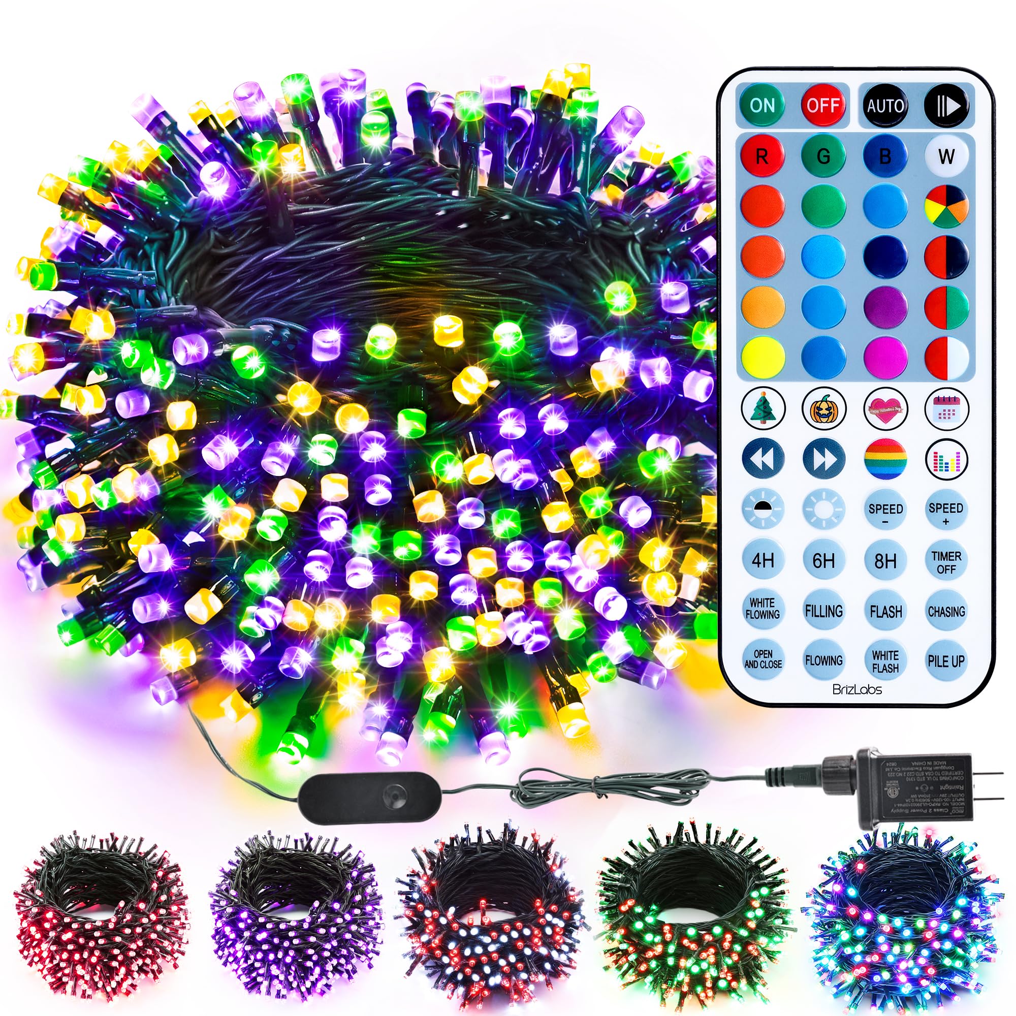 Brizled Color Changing Mardi Gras Lights, 66ft 200 LED RGB String Lights Music Sync, 120+ Modes Remote Dimmable Outdoor Christmas Light, Mini Tree Light Indoor Plugin for Xmas Halloween Party Decor