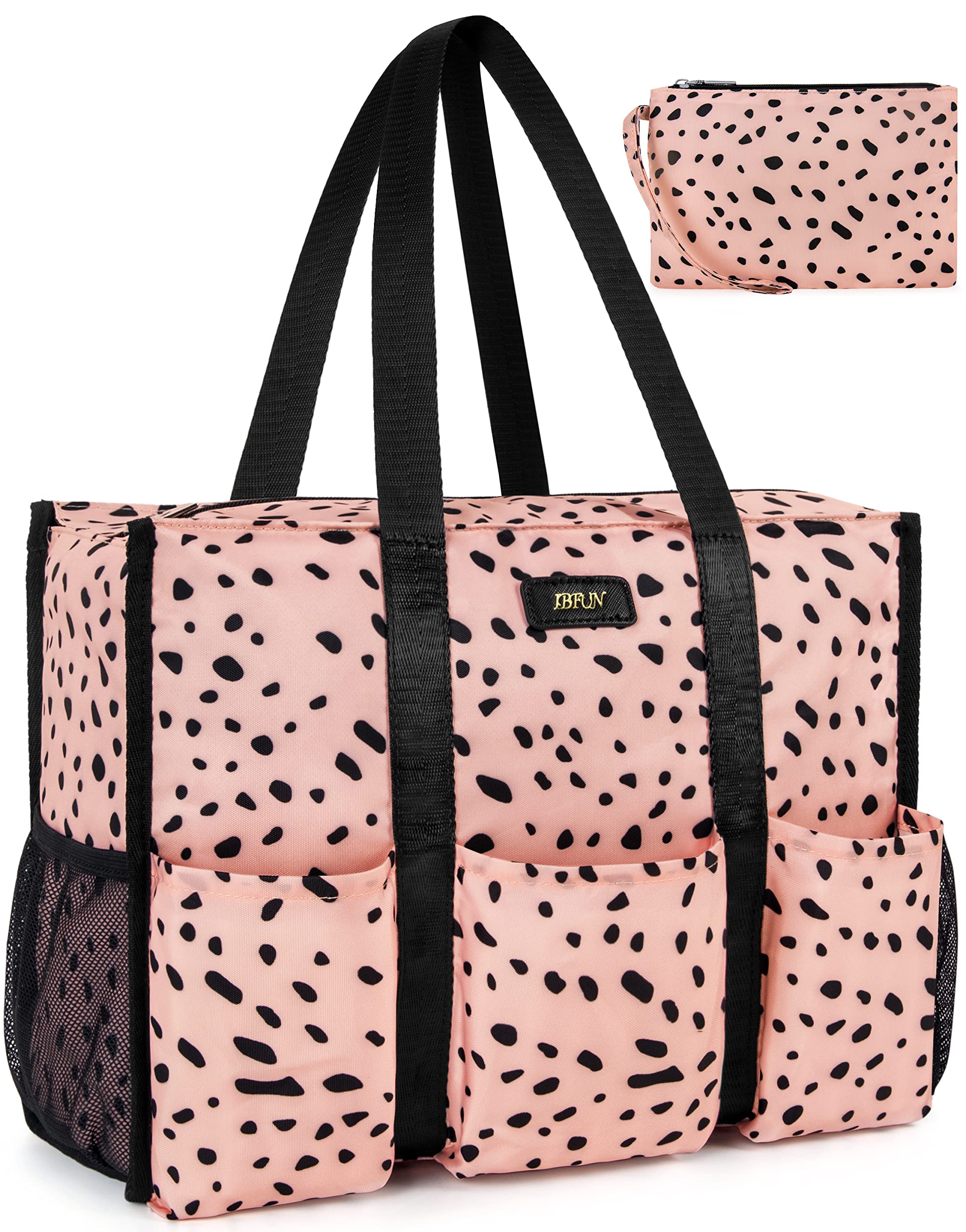 IBFUN Utility Tote Bag with 24 Pockets, Large Teacher Travel Tote for Women | Large Work Tote Bag 2pcs with Zipper for Travel Daily School Teacher Nurse, Large Lightweight Laptop Shoulder Bag Handbag