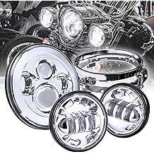 TRUE MODS 7" LED Headlight 4.5" Passing Light for Harley Davidson + Chrome Mounting Bracket H4 Plug n Play For Road King Electra Glide Ultra Classic Limited Heritage Softail Fat Boy Tri Street Glide
