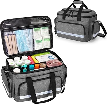 Damero Medical Trauma Bag, First Aid Bags Empty Medical Bag with Detachable Dividers, Ideal for Nurse, Physical Therapists, Doctors, Gray BAG ONLY