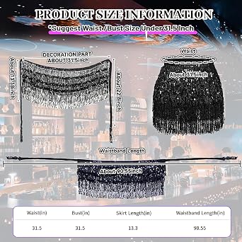 Baisdan Sequin Skirts for Women, Sequin Two Piece Set, Sparkly Skirt for Women, Glitter Fringe Skirt and Top Set, 2Pack