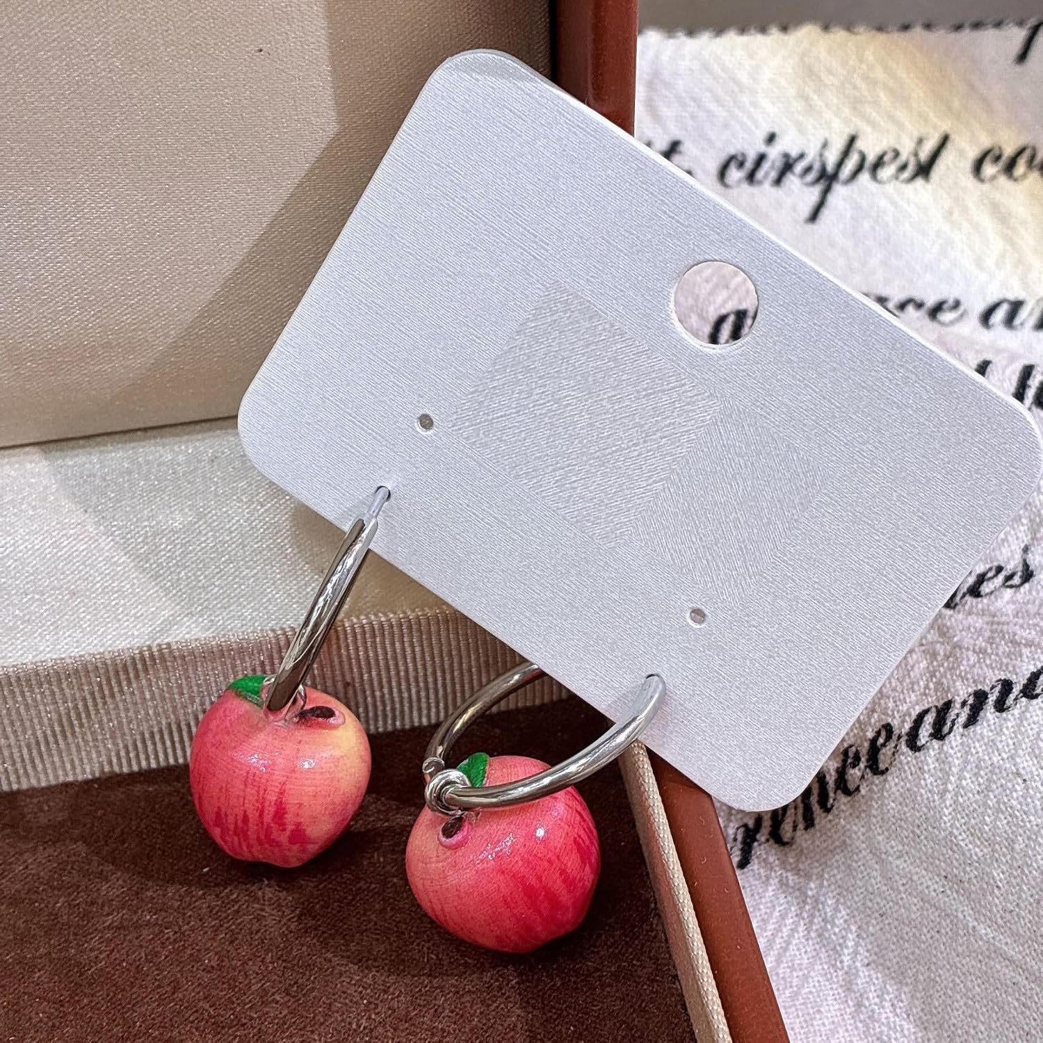 Cute Simulated Apple Dangle Hoop Earrings for Women Resin Fashion Christmas 3D Fruit Funny Sweet Food Red Green Dangling Festival Teacher Appreciation Jewelry Statement Lightweight Birthday Gifts image 5