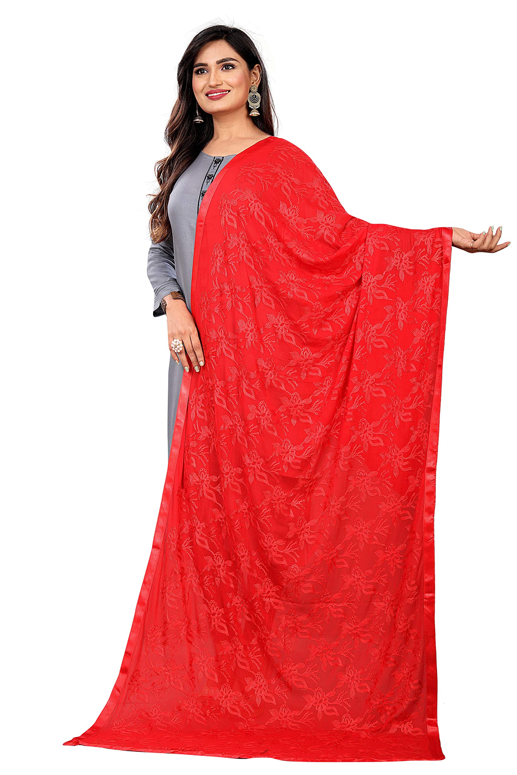 AKSHAR LLCAKSHAR LLC Women's Chiffon Embroidered Scarf Pashmina Shawls and Wraps for Evening Dress, Wedding & Special Occasion