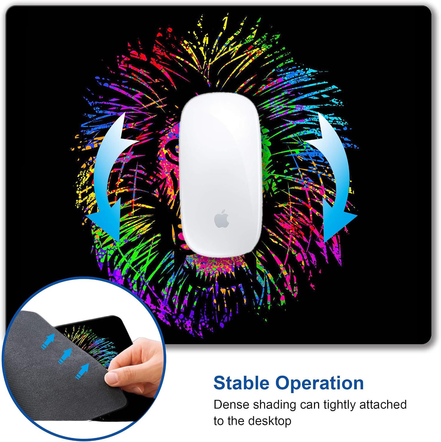 SHALYSONG Mouse pad Small Computer Mouse pad with Personalized Watercolor Lion Design Office Non-Slip Rubber Mousepad