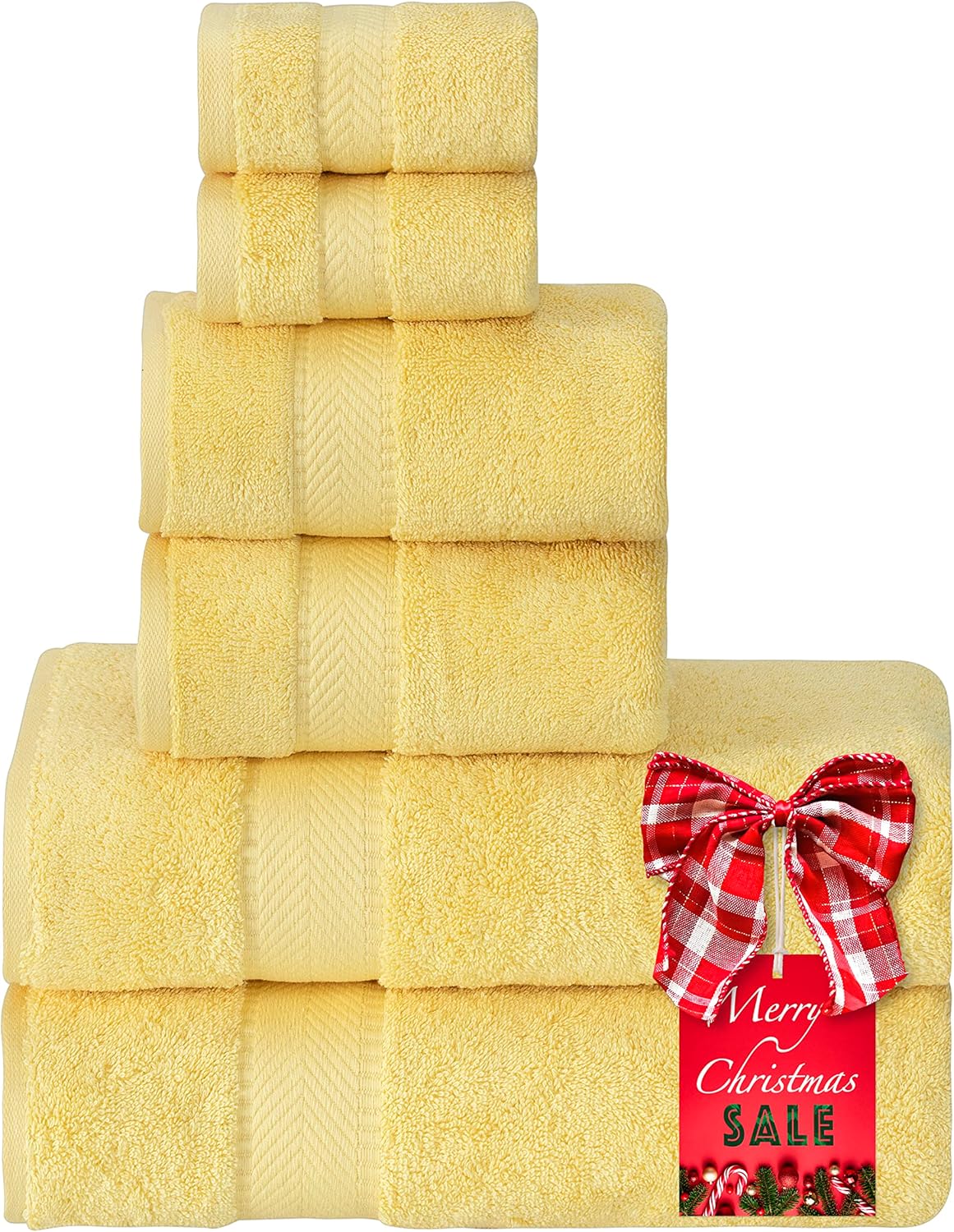 TEXTILOM 100% Turkish Cotton 6 Pcs Bath Towel Set, Luxury Bath Towels for Bathroom, Soft & Absorbent Bathroom Towels Set ( 2 Bath Towels, 2 Hand Towels, 2 Washcloths )- Yellow : Home & Kitchen