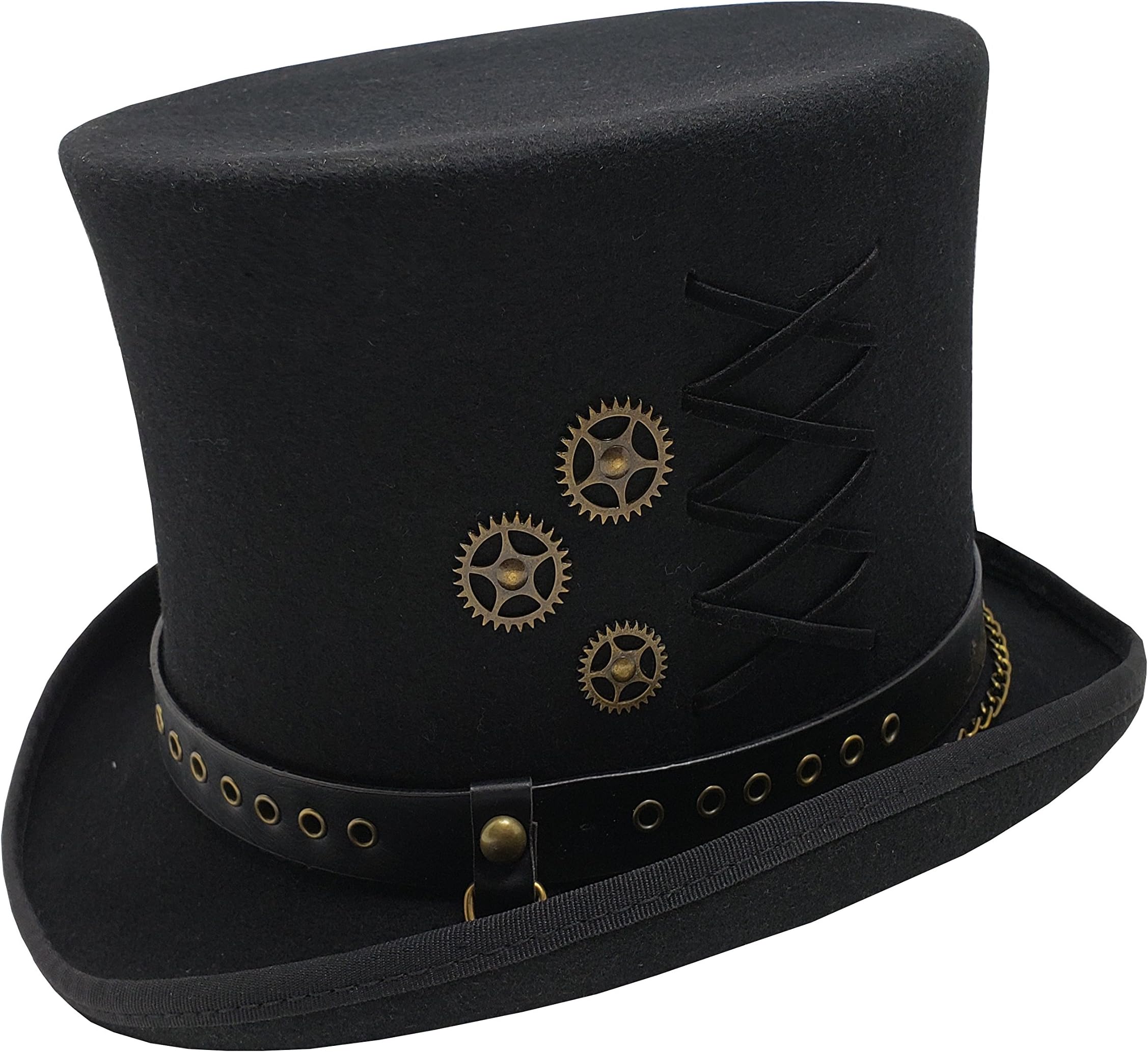 Different Touch100% Wool Felt Steampunk 6" Tall Top Hats (XL, Black)