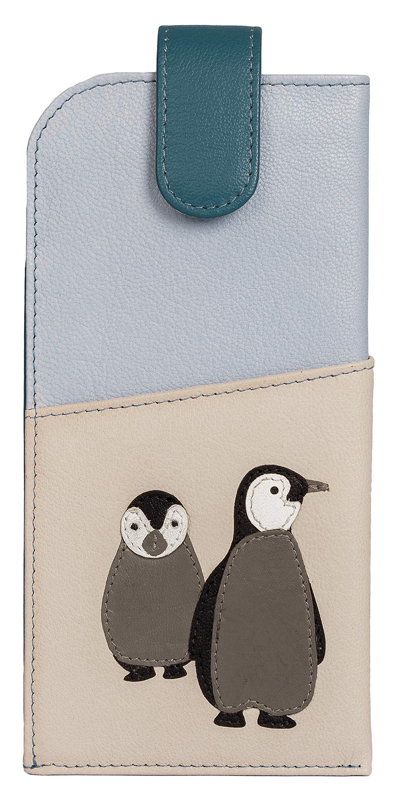 Mala Leather Blue Penguin Glasses Case Leather & Wide Fitting