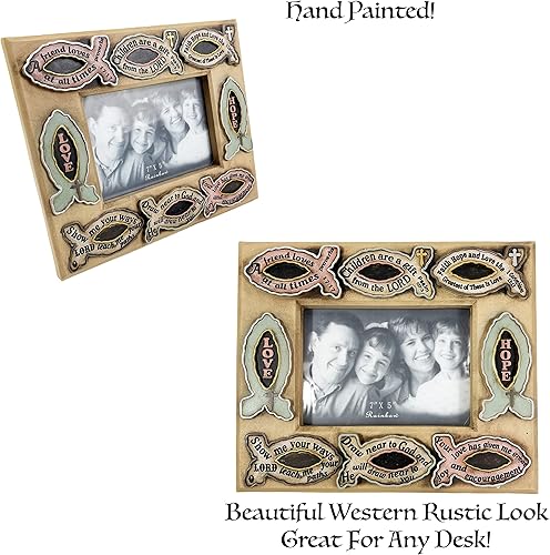 Miniatura 3 de Urbalabs - Marco de fotos de familia cristiana con cruz y esperanza religiosa occidental, decoración de campo, 7 x 5 pulgadas, regalos rústicos,