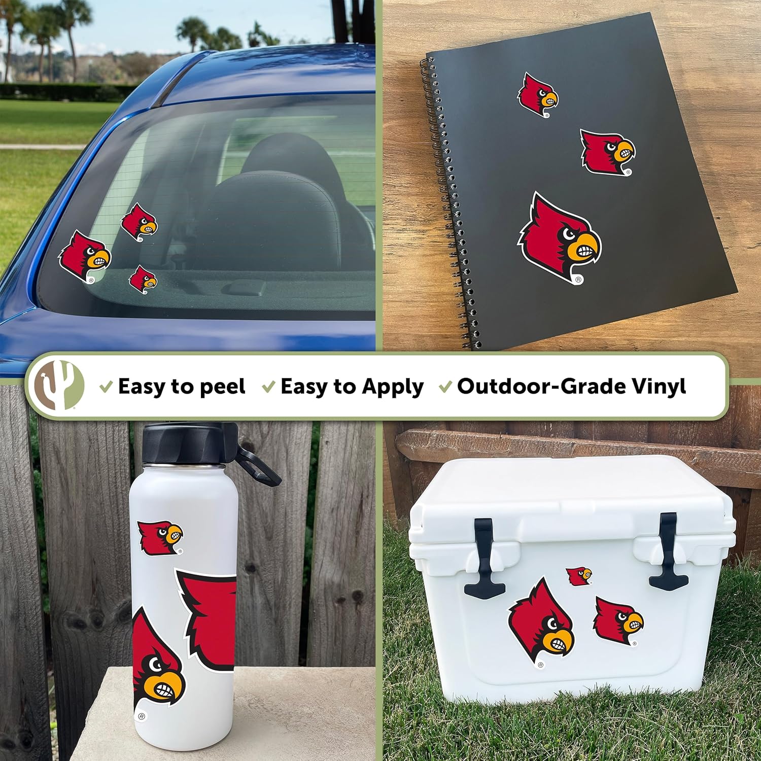 Desert Cactus University of Louisville Sticker Cardinals U of L Cards Vinyl Decals Laptop Water Bottle Car Scrapbook T3 (Type 3-1) - Image 2