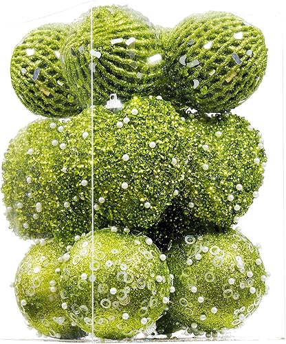 14 adornos de corazón azul bebé y adornos de bolas de Navidad, decoraciones de bolas de Navidad, bolas de perlas colgantes de plástico inastillables