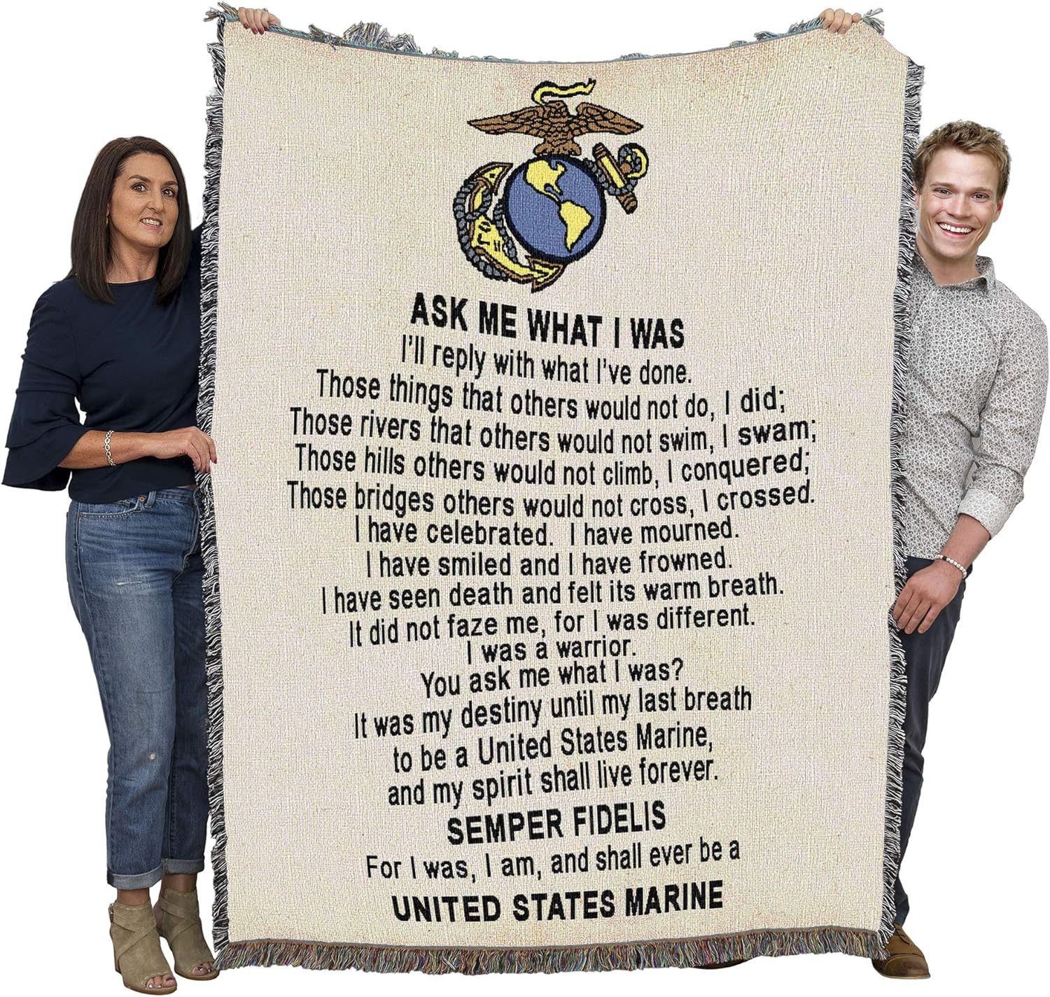 Pure Country Weavers US Marine Corps - Poem Blanket - Gift Military Tapestry Throw Woven from Cotton - Made in The USA (72x54)