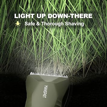 MANSPOT Manscape Trimmer for Men Ball/Pubic/Groin, Electric Shaver for Men | Body Hair Grooming Kit, Replaceable Ceramic Blade, Waterproof for Wet/Dry Use, Standing Recharge Dock, 90 Minutes Shaving