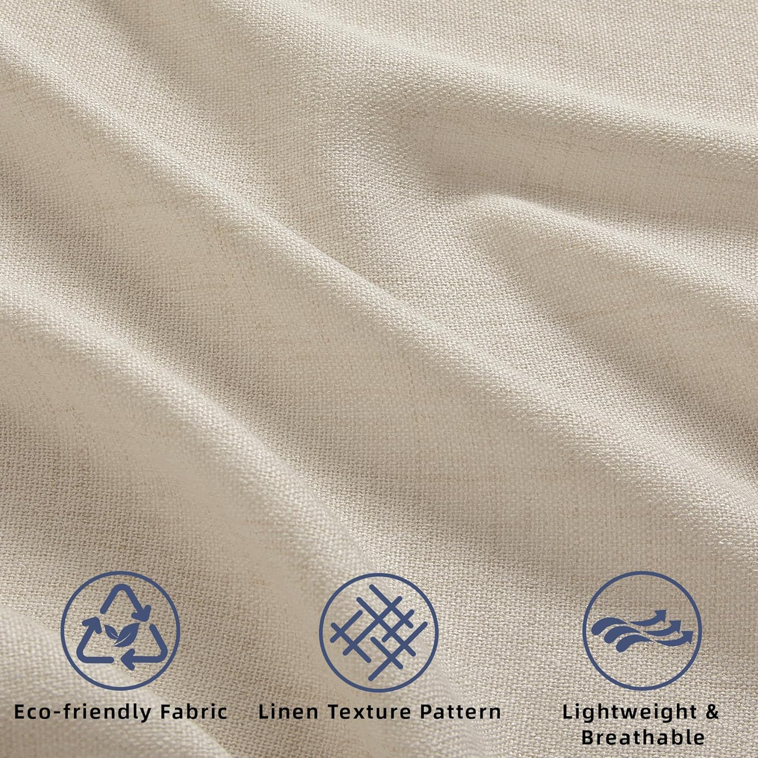 DaysU Linen Curtains - 108 Inch Long, 2 Panel Set for Bedroom/Living Room, Oatmeal Semi Sheer Farmhouse, Rod Pocket, Light Filtering Privacy