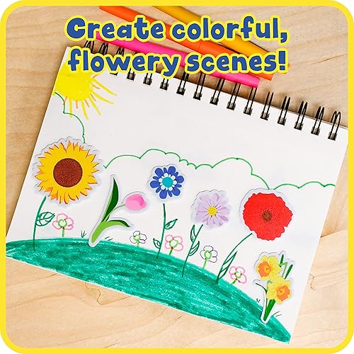 Miniatura 5 de READY 2 LEARN Calcomanías de espuma – Flores – Paquete de 152 – Adhesivos autoadhesivos para niños – Calcomanías de flores hinchadas 3D para