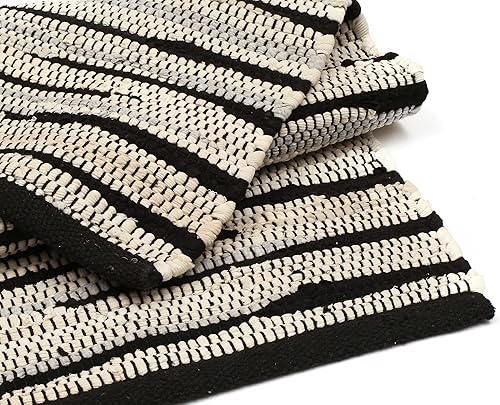 Bedding Craft Alfombra tejida a mano de Chindi tonal 24x36 pulgadas, rectangular, reversible, alfombra de algodón trenzada de granja, color gris