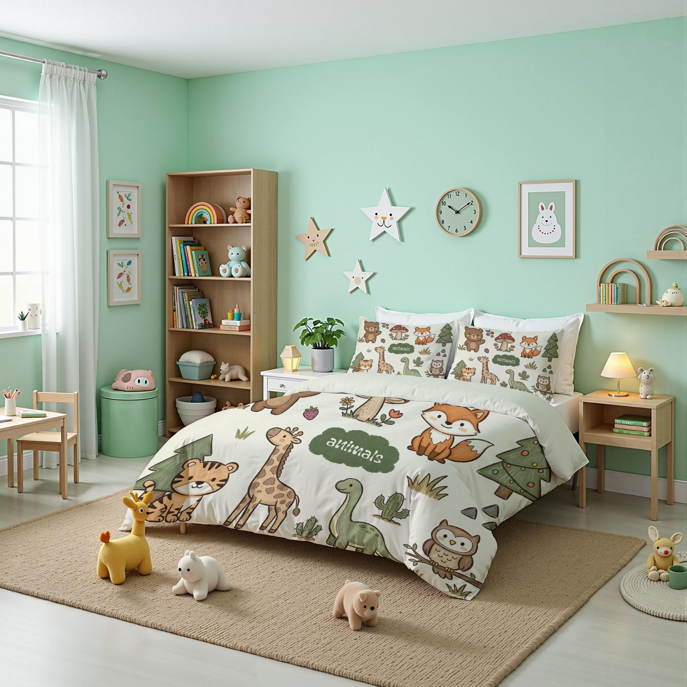 Housse de couette hypoallergénique 220x240cm vert pour un sommeil sain