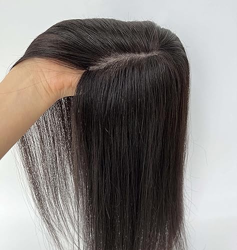Miniatura 6 de MorningWigs Toppers para el cabello para mujer, 100% cabello humano real, piezas de cabello para mujeres, 4.7 x 5.1 in, base de seda completa,