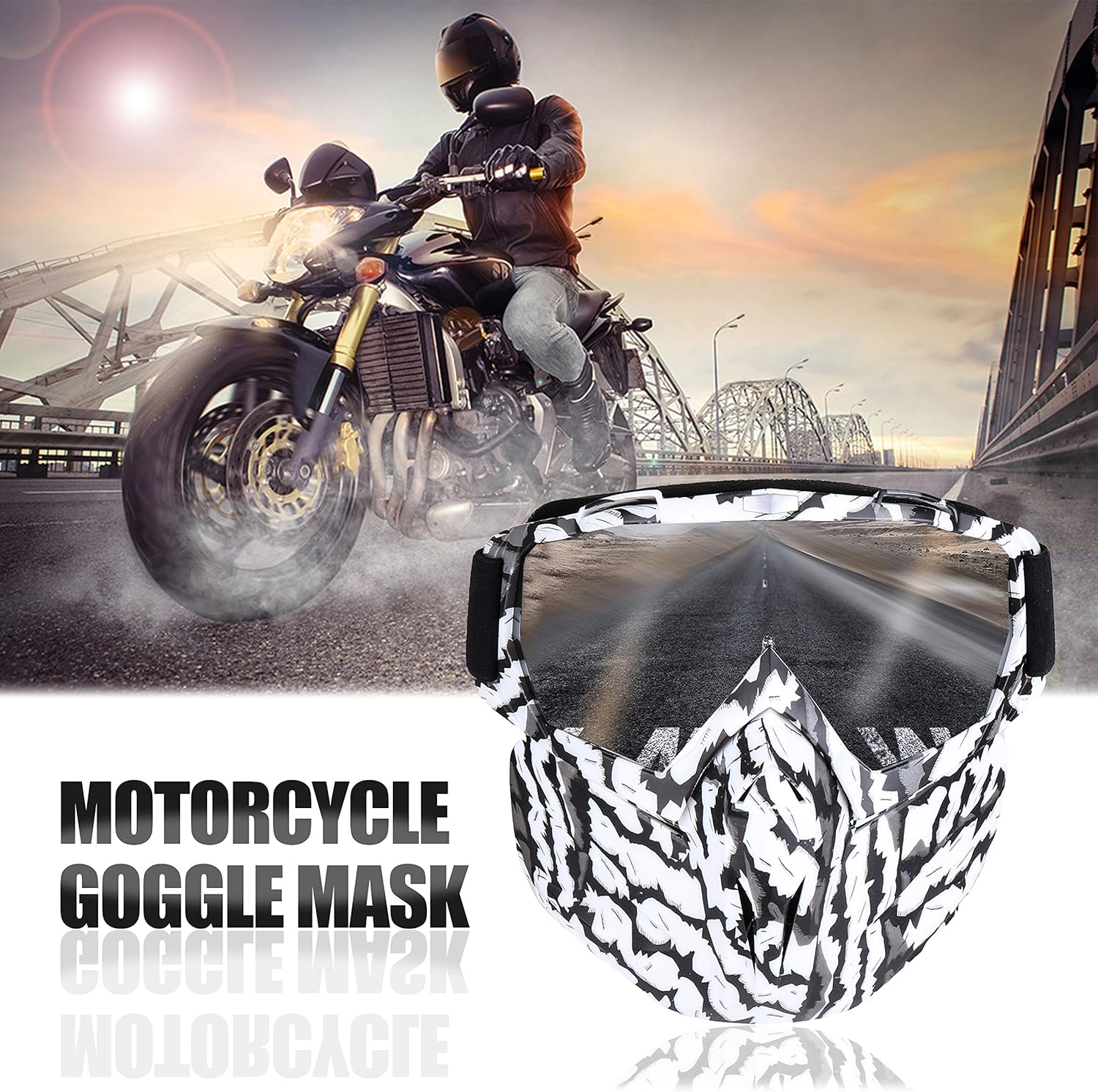 PiscatorZone Motorcycle Goggles Mask CS/Paintball/Skiing/Riding/Cycling/Halloween/Costume : Everything Else