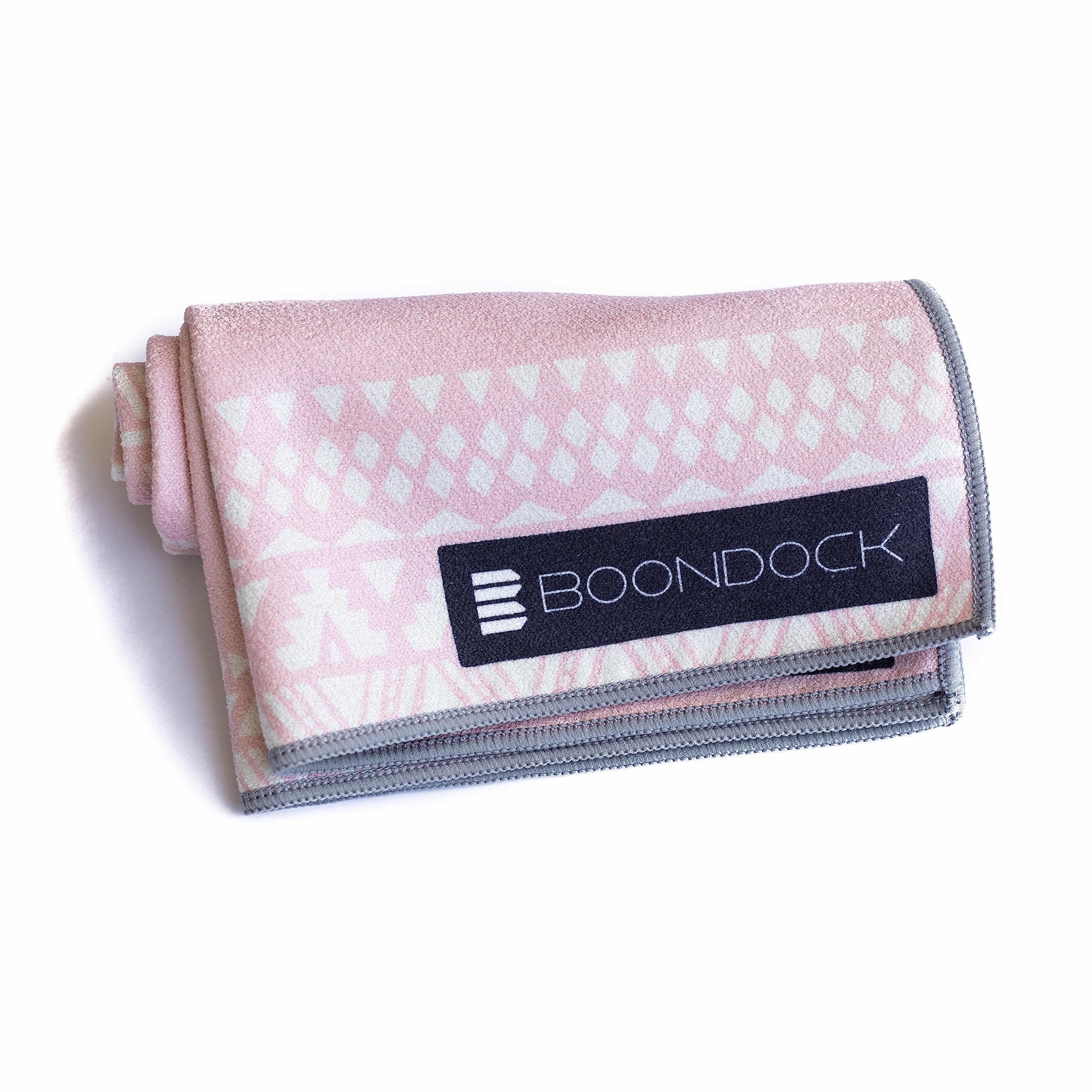Boondock Co | Premium Microfiber Hand Towel | for Gym, Yoga, Travel, Workout, Backpacking, Beach — Highly Absorbent Quick Dry and Sand Free Fabric (Blush)