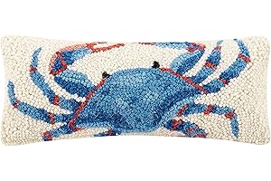 Peking Handicraft Blue Crab Hook Nautical Throw Pillow