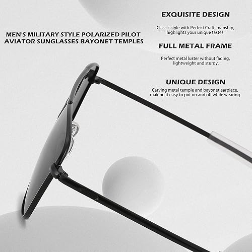 Miniatura 6 de Pro Acme Gafas de sol polarizadas para hombre, estilo militar, montura de metal con patillas de bayoneta