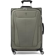 Maxlite 5 Softside Expandable Luggage with 4 Spinner Wheels, Lightweight Suitcase, Men and Women, Slate Green, Checked-Medium 25-Inch