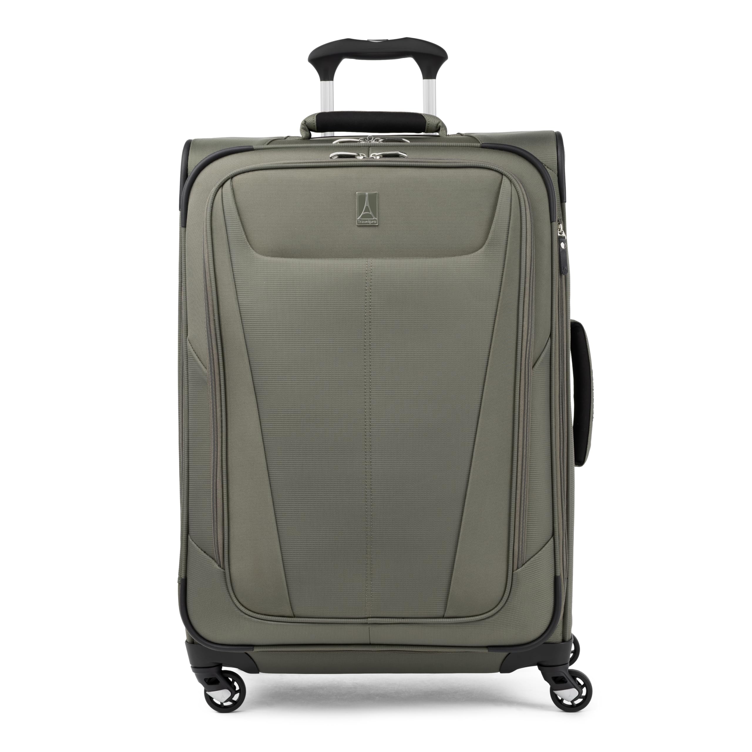 Maxlite 5 Softside Expandable Luggage with 4 Spinner Wheels, Lightweight Suitcase, Men and Women, Slate Green, Checked-Medium 25-Inch