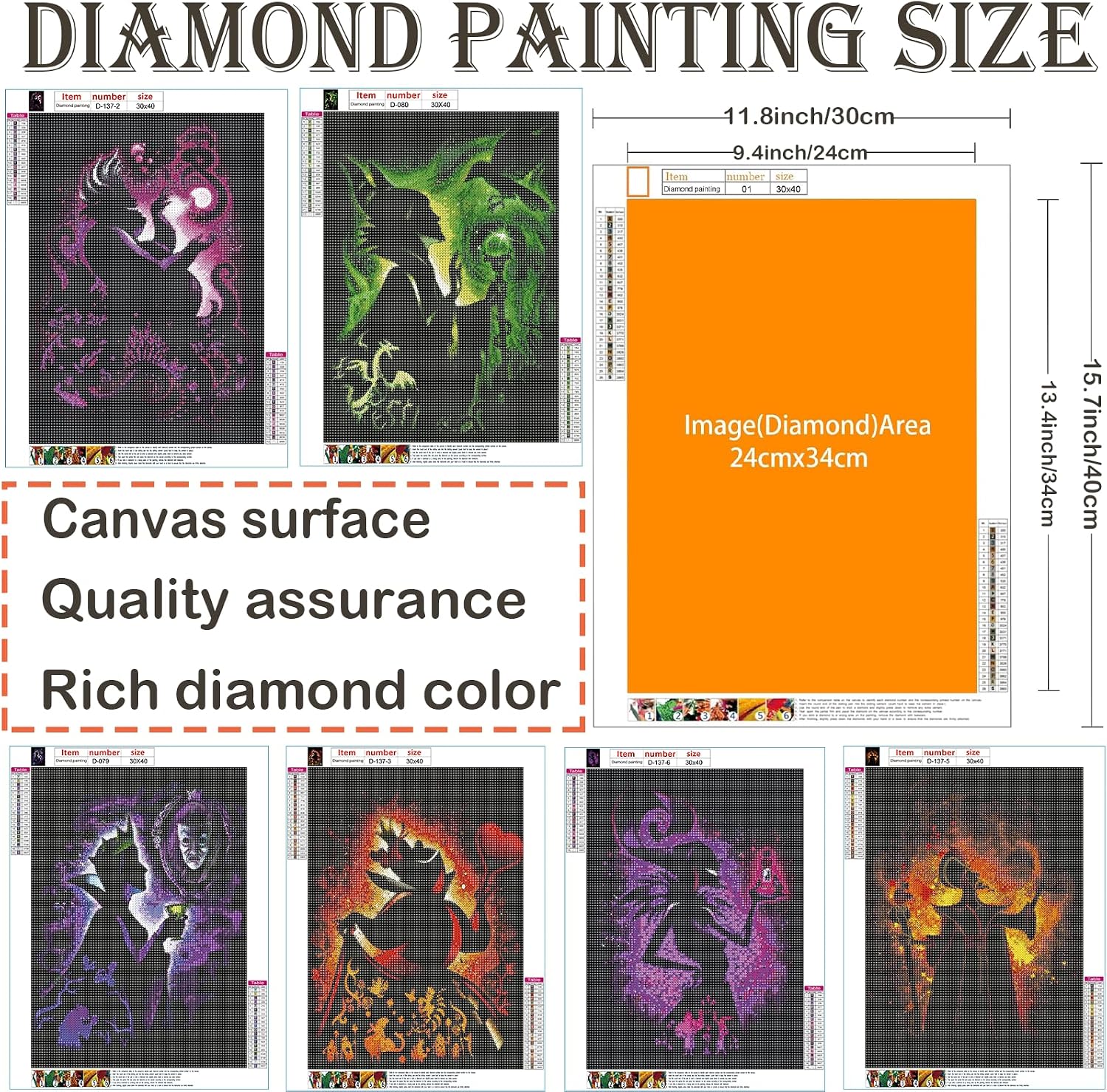 5D Adult Diamond Art Painting Kit,Villain Diamond Painting Kit-6 Pieces,Round Diamond Digital Painting Kit,Gemstone Art Painting Kit,DIY Diamond Painting Kit for Beginners (11.8x15.7 inches)