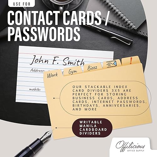 Miniatura 6 de 25 divisores de tarjetas de índice Manila de 4 x 6  Divisores organizadores de tarjetas de índice con pestañas y 108 calcomanías para tarjetas de
