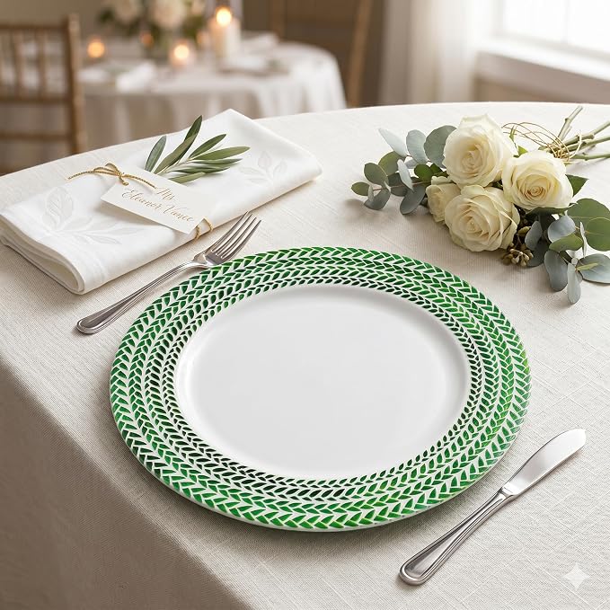 Platos de Carga Verde de 13 Pulgadas - Juego de 12 Platos Acrílicos para Cena miniatura 2