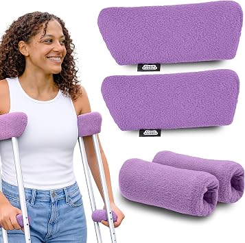 Crutch Comfort Deluxe Soft Fleece & Foam Crutch Accessory Set Playful Purple