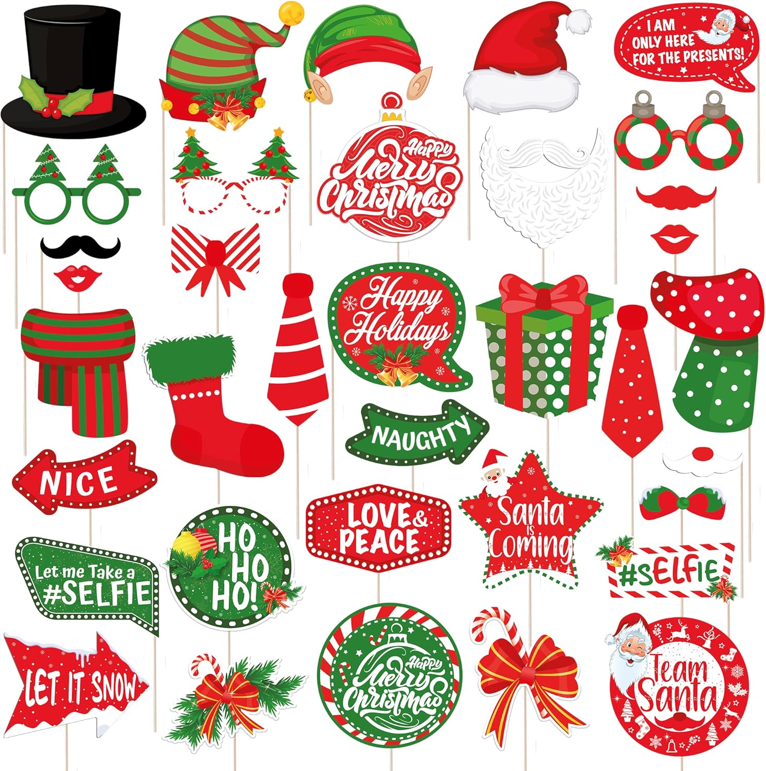 KatchOn, Christmas Photo Booth Props Kit Big, Pack of 36